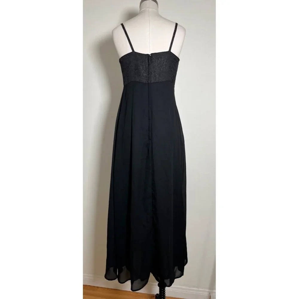XOXO Vintage 90s Y2K Black Maxi Prom Dress Evening Gown Empire Waist Bow Size 5 - Picture 13 of 16
